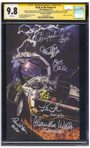 Back to the Future Cast-Signed Comic #1, Graded 9.8 With Powerful Variant Cover -- Signed by 6 Cast Members Including Michael J. Fox and Christopher Lloyd